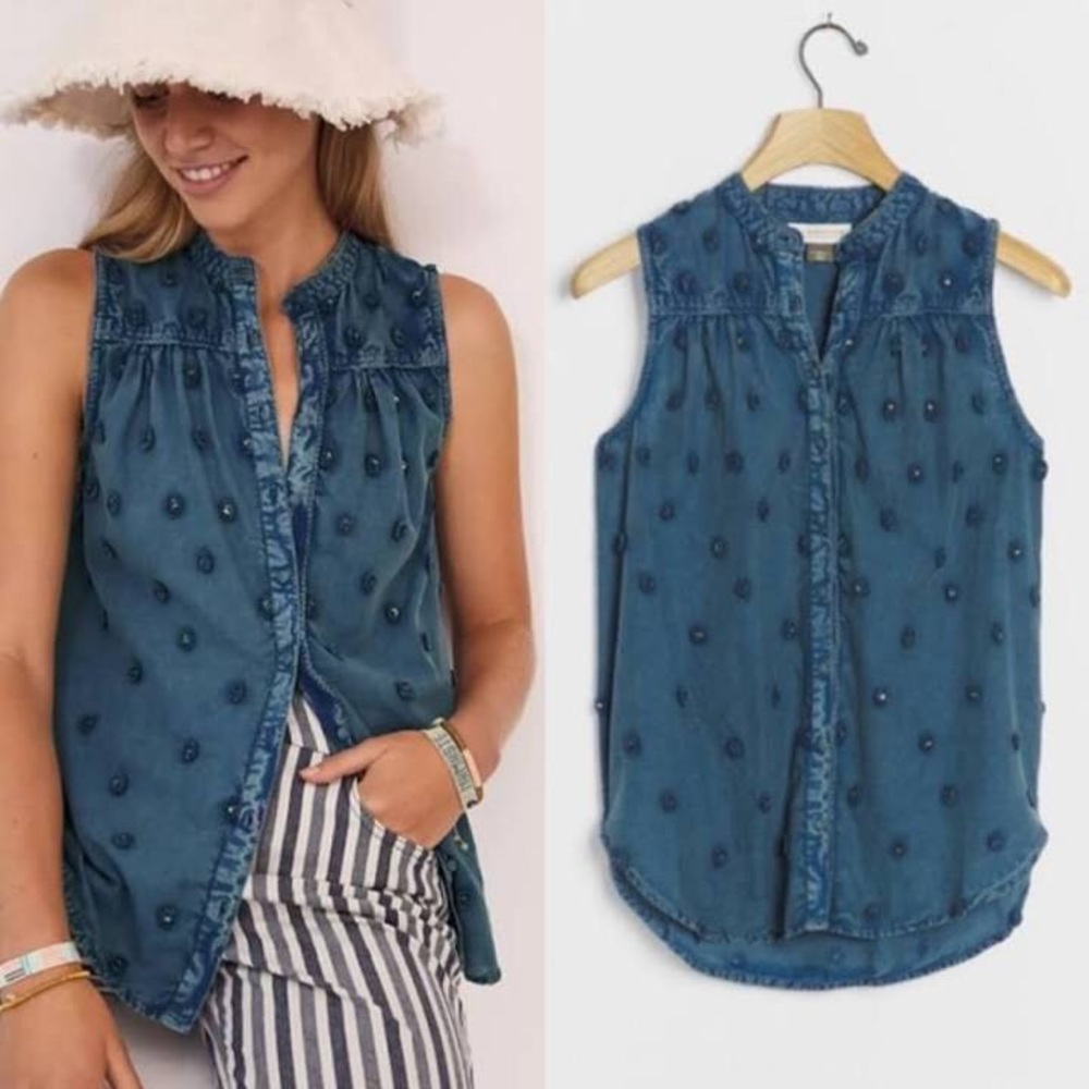 Anthropologie PILCRO ADIRA TEXTURED BUTTONDOWN XS